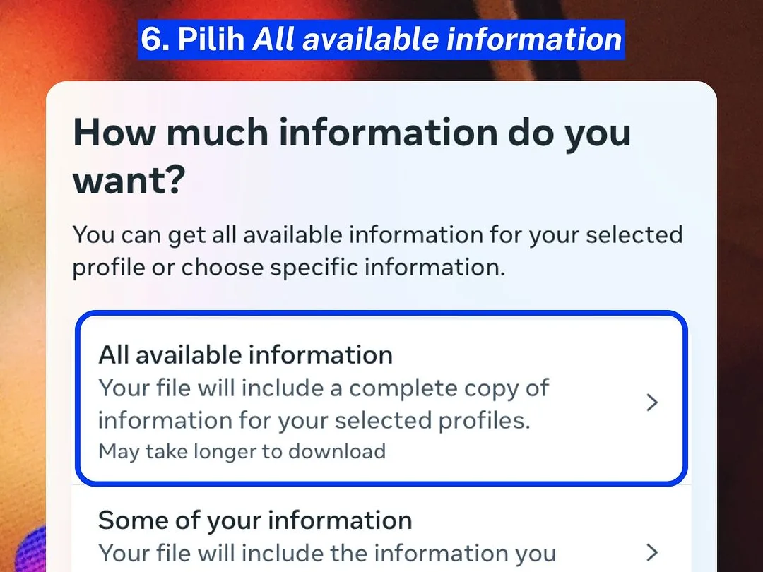 6. Pilih "All Available Information"